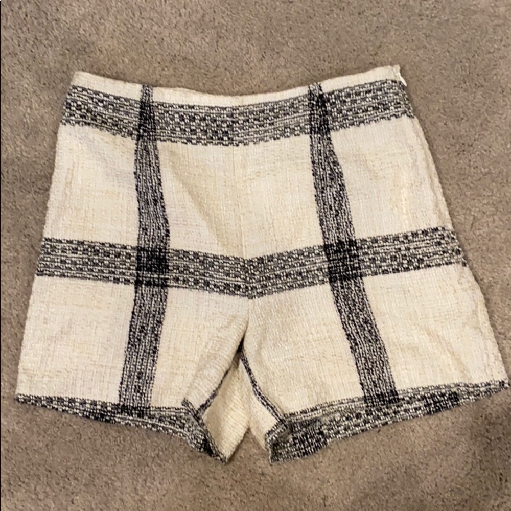Zara black and white tweed high waisted shorts
